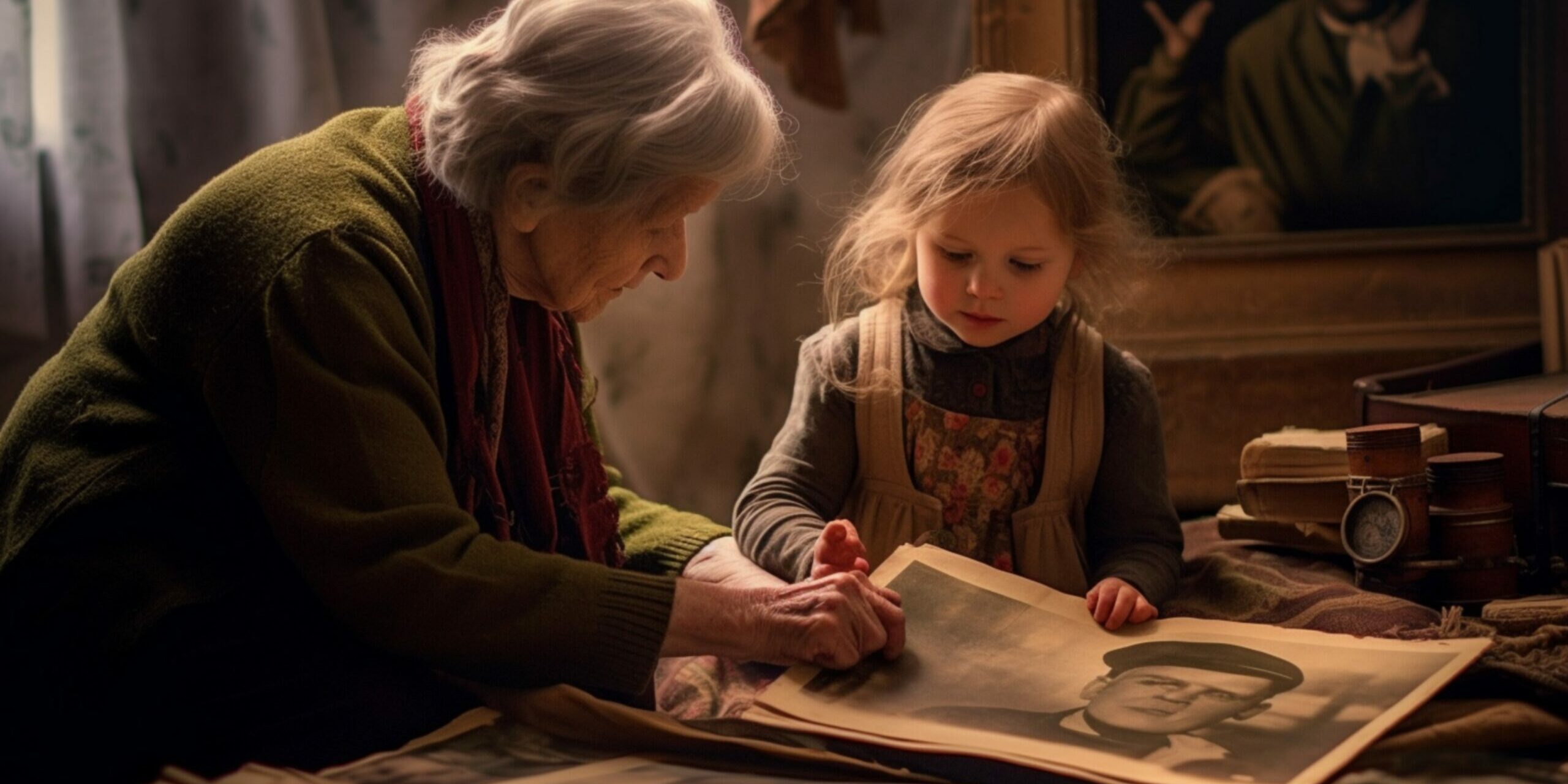 Familie, Kind, Großmutter, Familienmuster, DNA, Stammbaum, Vintage, Geschichte, Familiengeschichte